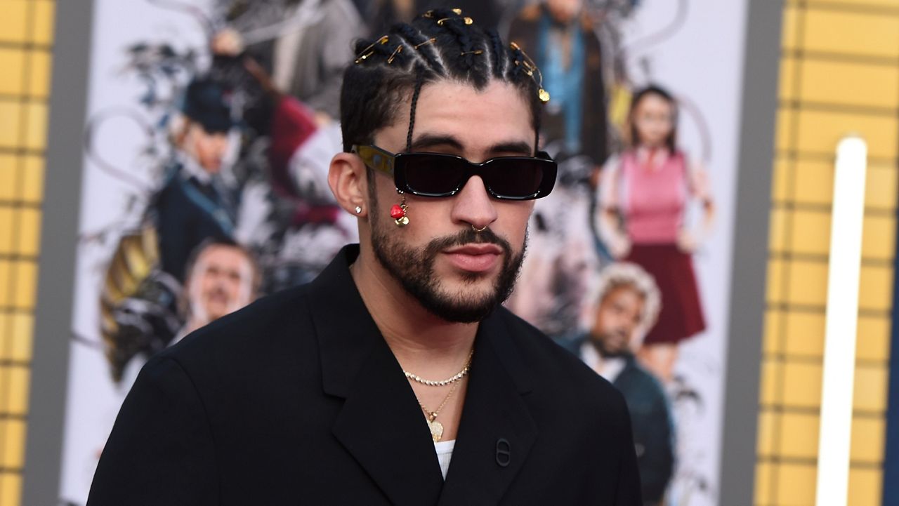 Benito Antonio Martínez Ocasio, also known as Bad Bunny, arrives at the premiere of "Bullet Train" on Monday, Aug. 1, 2022, at the Regency Village Theatre in Los Angeles. (Photo by Jordan Strauss/Invision/AP)
