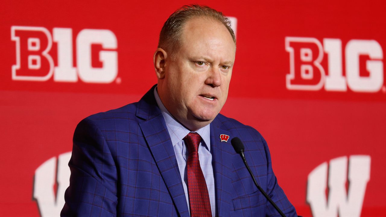 Wisconsin head coach Greg Gard speaks during Big Ten NCAA college basketball Media Days