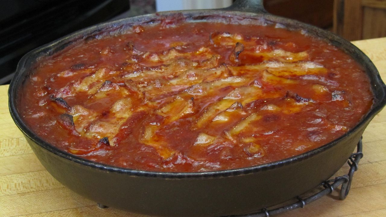 Cast Iron Skillet Baked Beans with Bacon