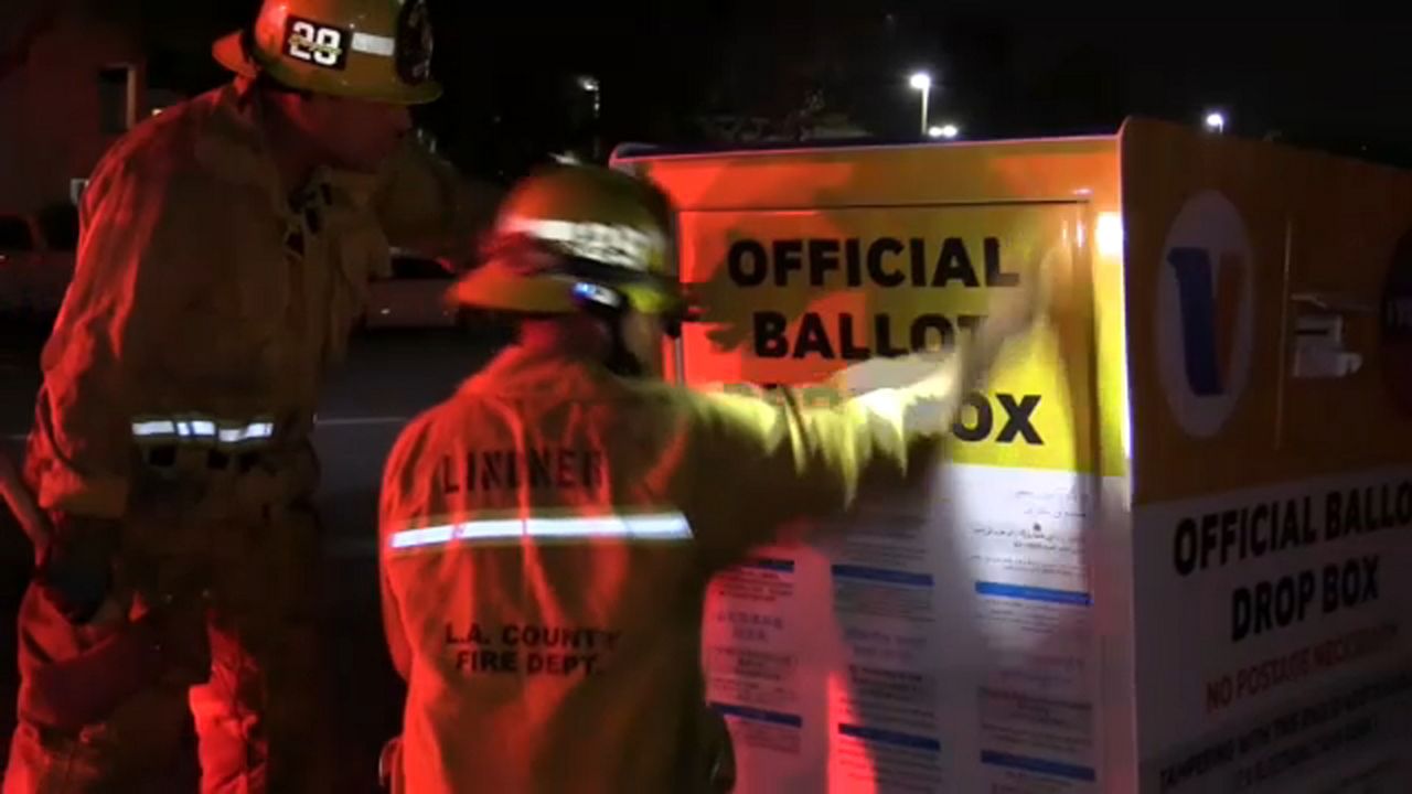 Fire Damages Los Angeles County Ballot Drop Box