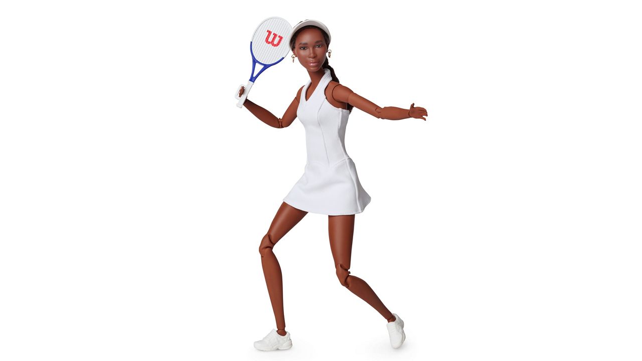 This photo provided by Mattel Inc., shows a Venus Williams Barbie Doll. Barbie dolls will honor tennis champion Venus Williams and eight other athletes as part of a project announced by Mattel on Wednesday. (Mattel Inc. via AP)