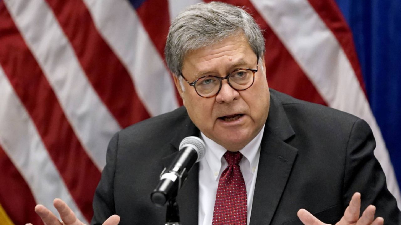 FILE - In this file photo Attorney General William Barr speaks during a roundtable discussion in October. (AP Photo/Jeff Roberson, File)