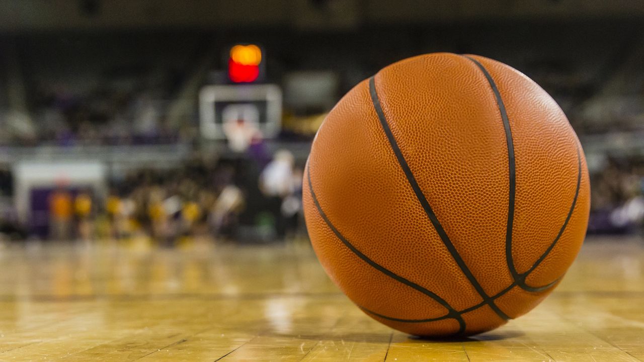 A Basketball on a court