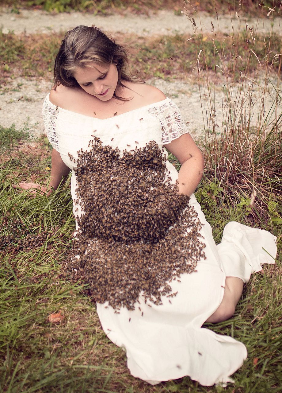 pregnant woman with bees