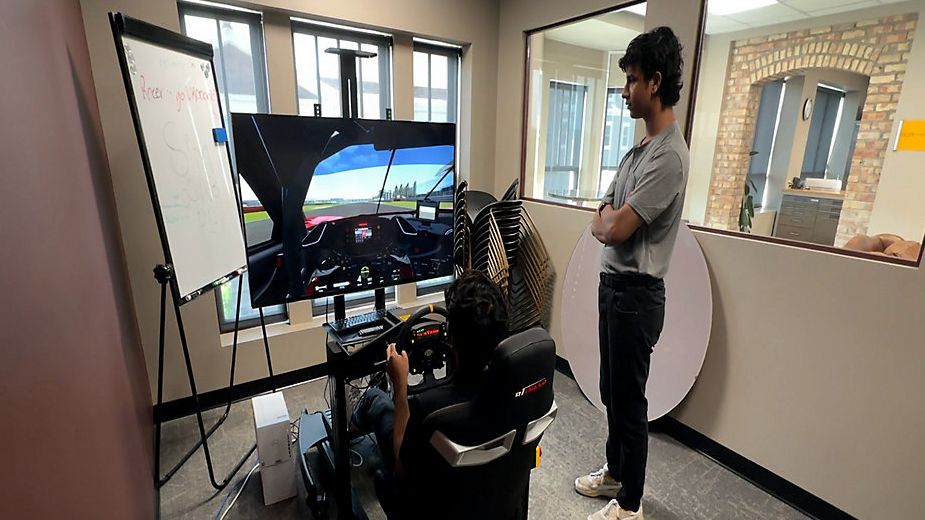 Beloit College students build school's first F1 SIM racing rig. 