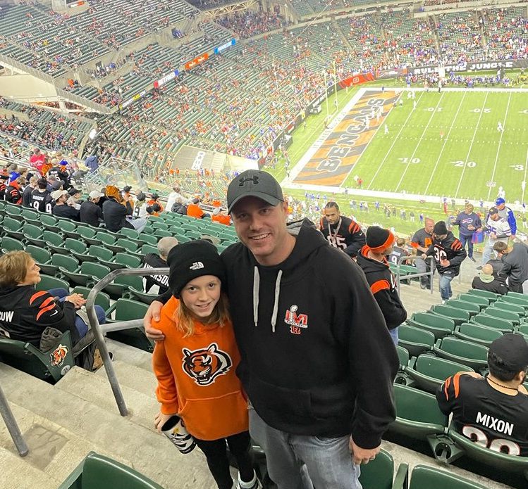 Ryan King (R) and daughter Avery attended Monday's Bills-Bengals game in Cincinnati. (Photo courtesy of Ryan King)