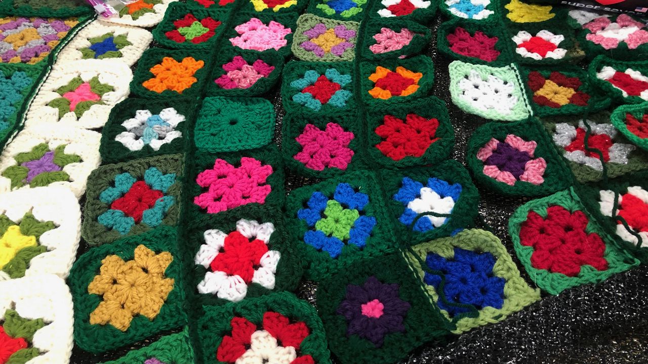 Christmas tree made from crochet squares