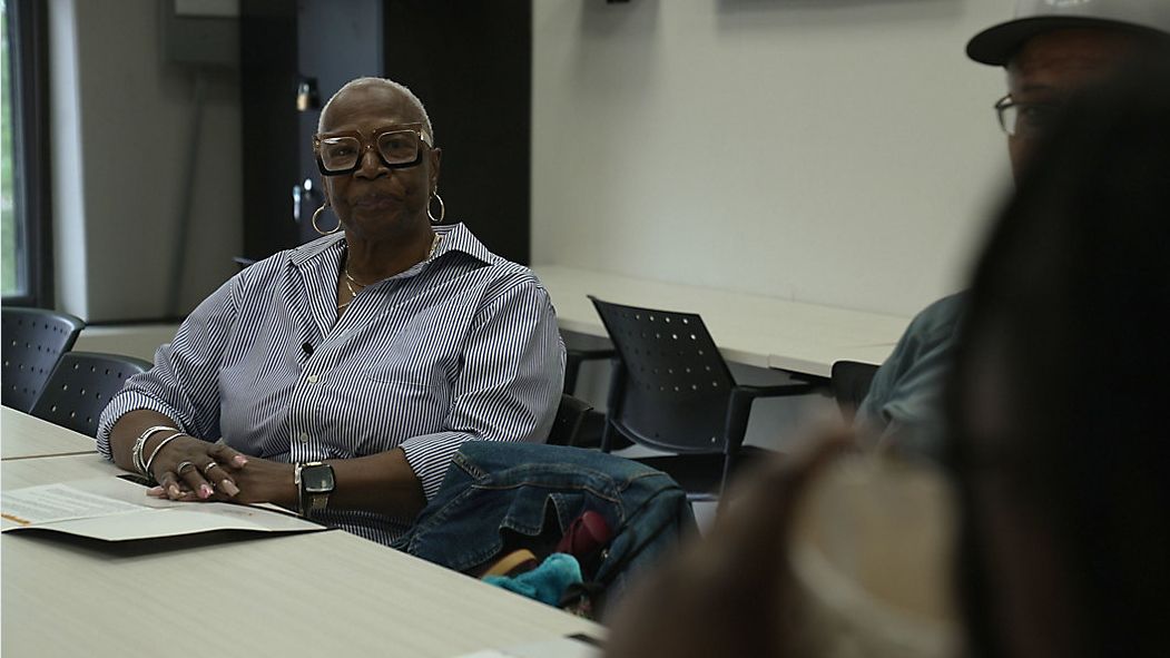 Bernice Mayo is a volunteer on the hiring panel at Bronx Rises Against Violence. (Spectrum News NY1/Chelsea Katz)