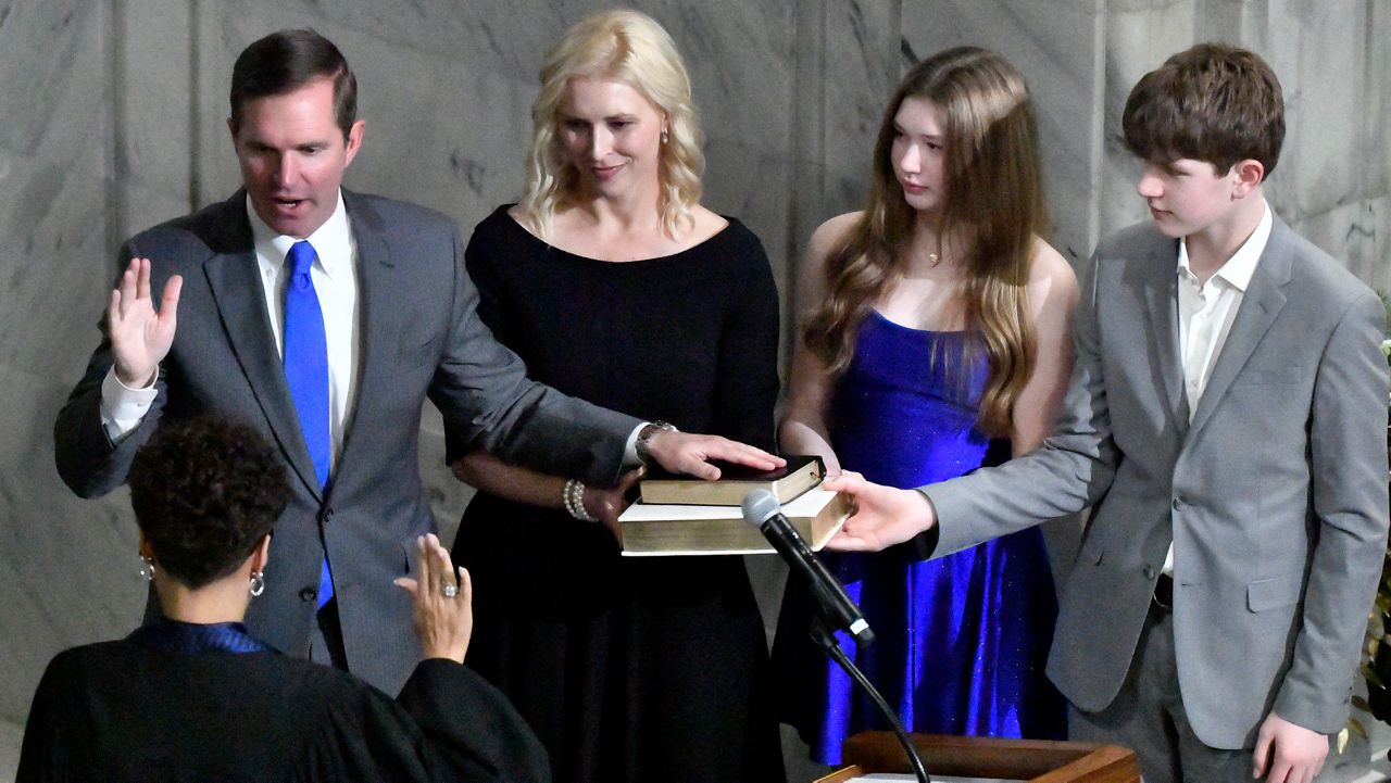 Democratic Gov. Andy Beshear sworn in for 2nd term in Republican-leaning Kentucky