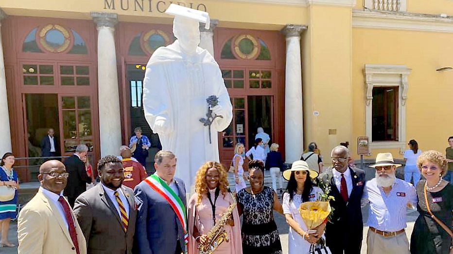 City leaders traveled to Italy for the first statue unveiling, in July. (Courtesy of Mayor Derrick Henry)