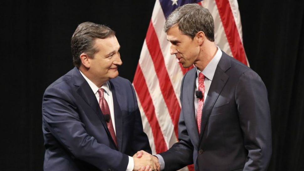 Rep. Beto O'Rourke shakes Sen. Ted Cruz's hand following one of the Senatorial debates. (AP image)