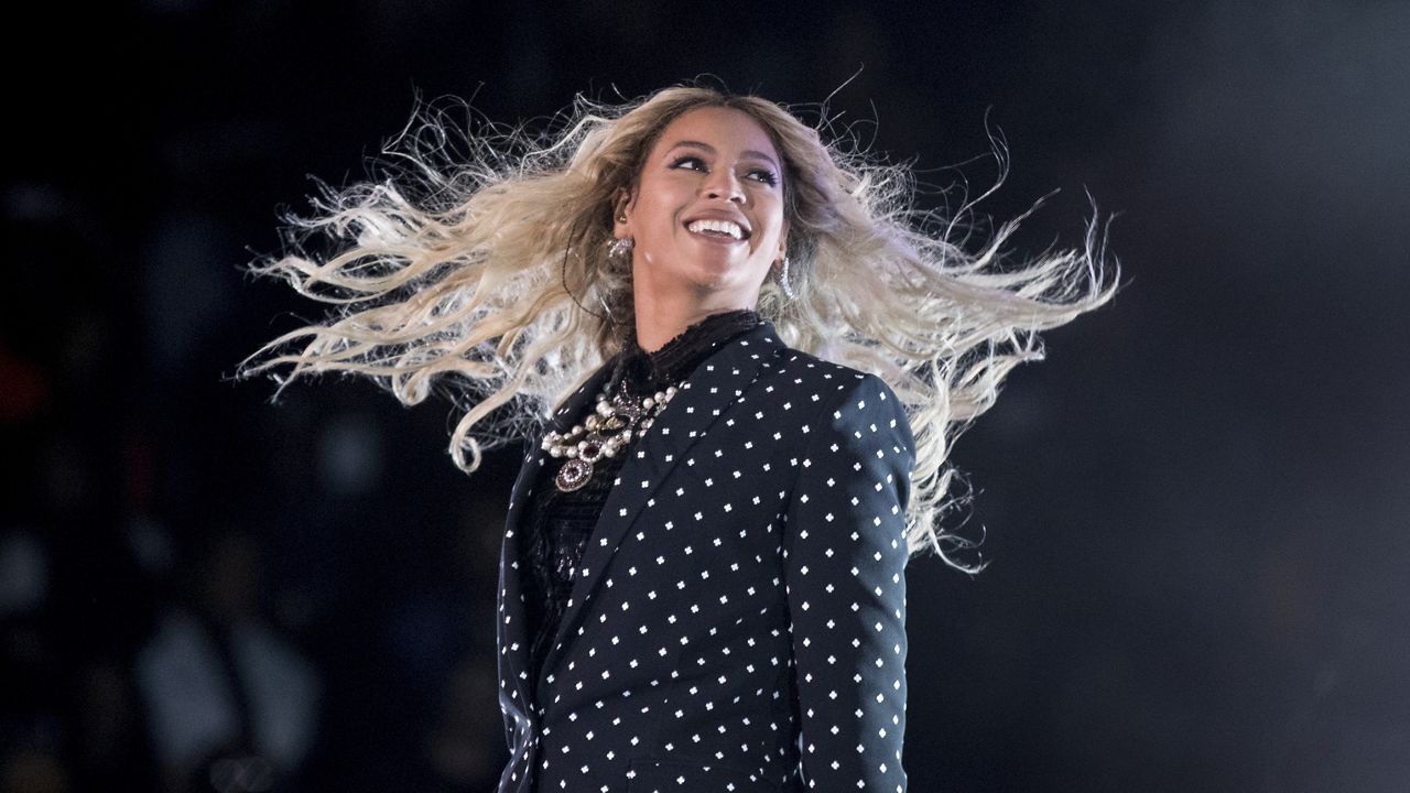 Beyonce performs at a Get Out the Vote concert for Democratic presidential candidate Hillary Clinton at the Wolstein Center in Cleveland, Ohio, Nov. 4, 2016. (AP Photo/Andrew Harnik, File)