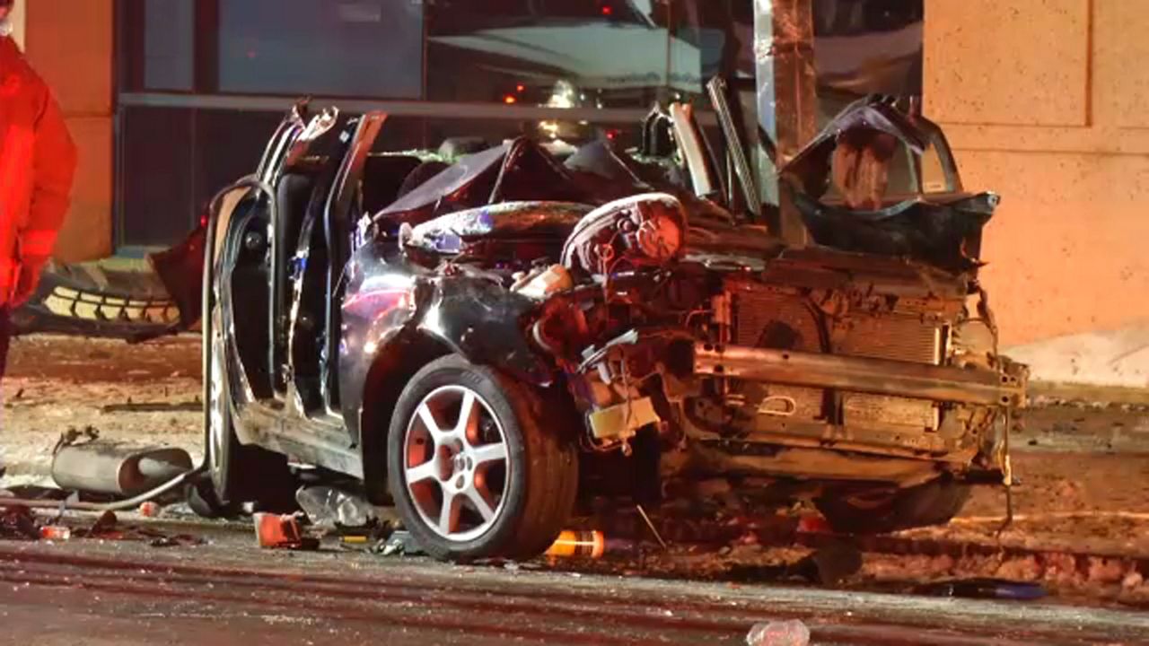 3 Hurt After Vehicle Crashes into Pole on Main Street