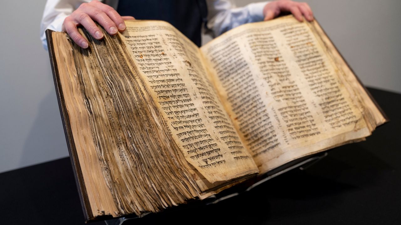 Sotheby's unveils the Codex Sassoon for auction on Wednesday, Feb. 15, 2023 in Manhattan.