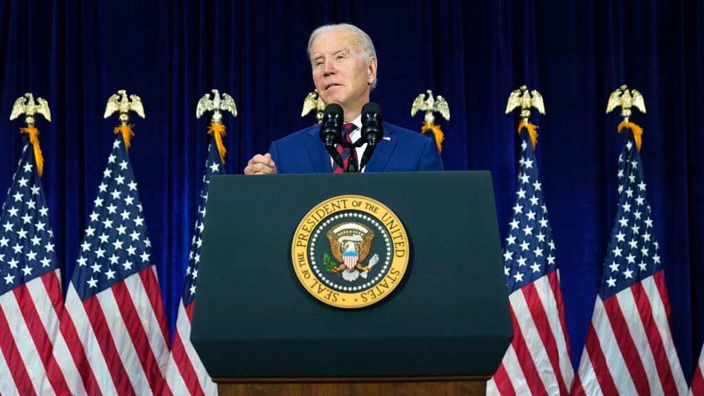 President Joe Biden speaks on efforts to reduce gun violence at The Boys & Girls Club of West San Gabriel Valley, Tuesday, March 14, 2023, in Monterey Park, Calif. (AP Photo/Evan Vucci)