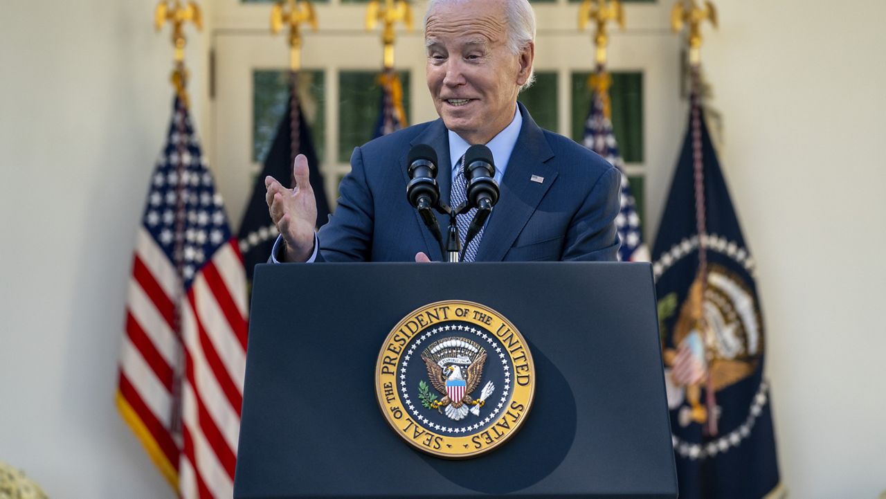 FILE - President Joe Biden delivers remarks on hidden junk fees during an event in the Rose Garden of the White House, Wednesday, Oct. 11, 2023, in Washington. (AP Photo/Evan Vucci)