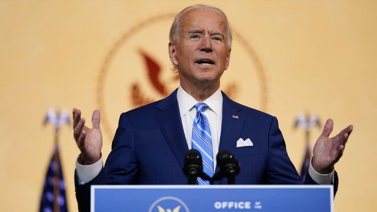 President-elect Joe Biden speaks Wednesday in Wilmington, Del. (AP Photo/Carolyn Kaster)