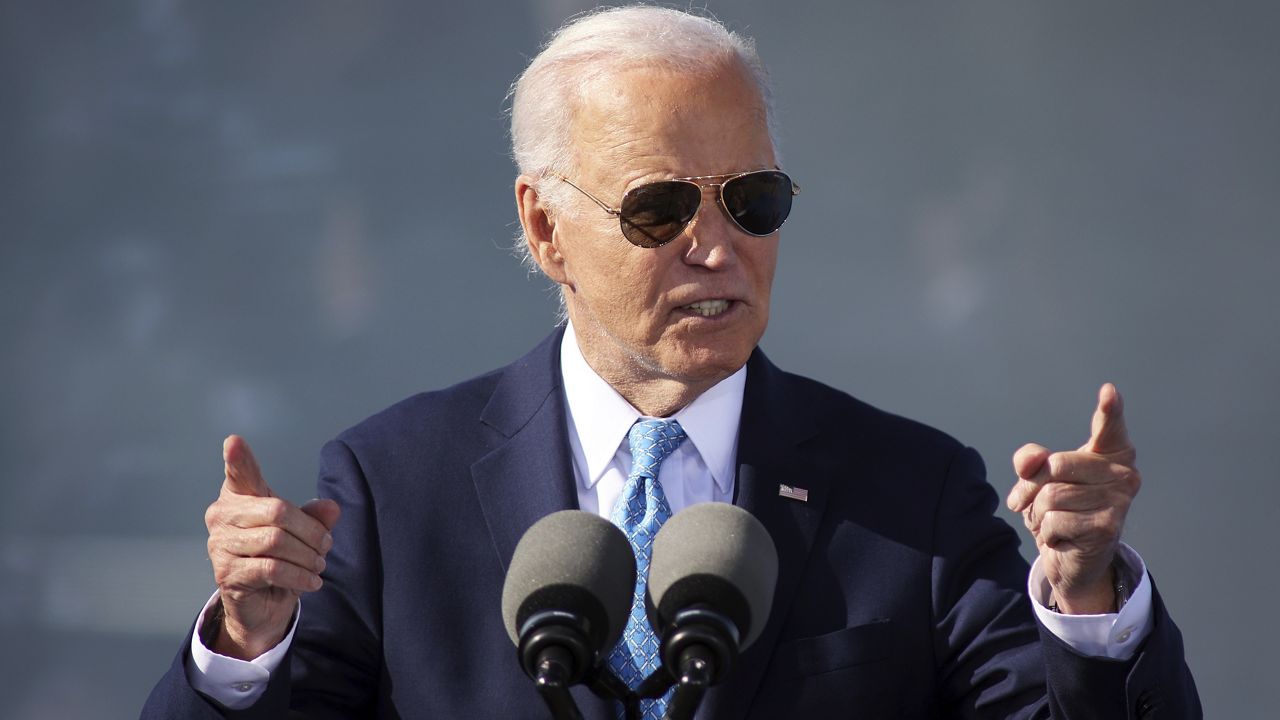 President Joe Biden speaks during an event about his Investing in America agenda, Tuesday, Oct. 29, 2024, at the Dundalk Marine Terminal in Baltimore. (AP Photo/Daniel Kucin Jr.)