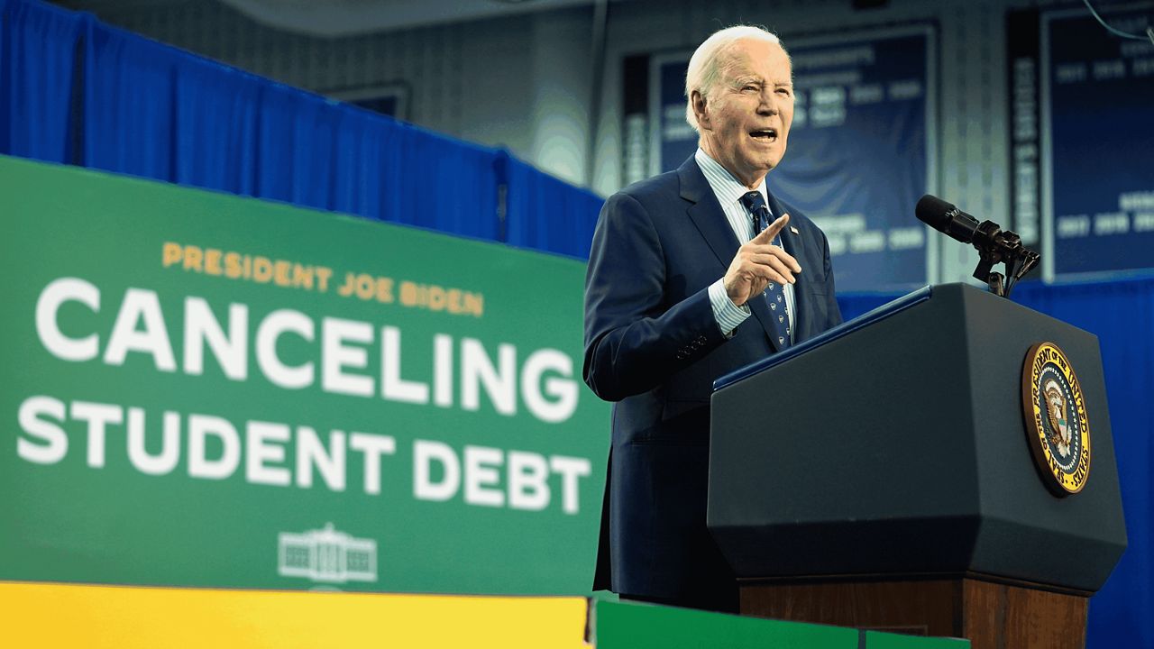 FILE - President Joe Biden delivers remarks on student loan debt at Madison College, Monday, April 8, 2024, in Madison, Wis. (AP Photo/Evan Vucci)