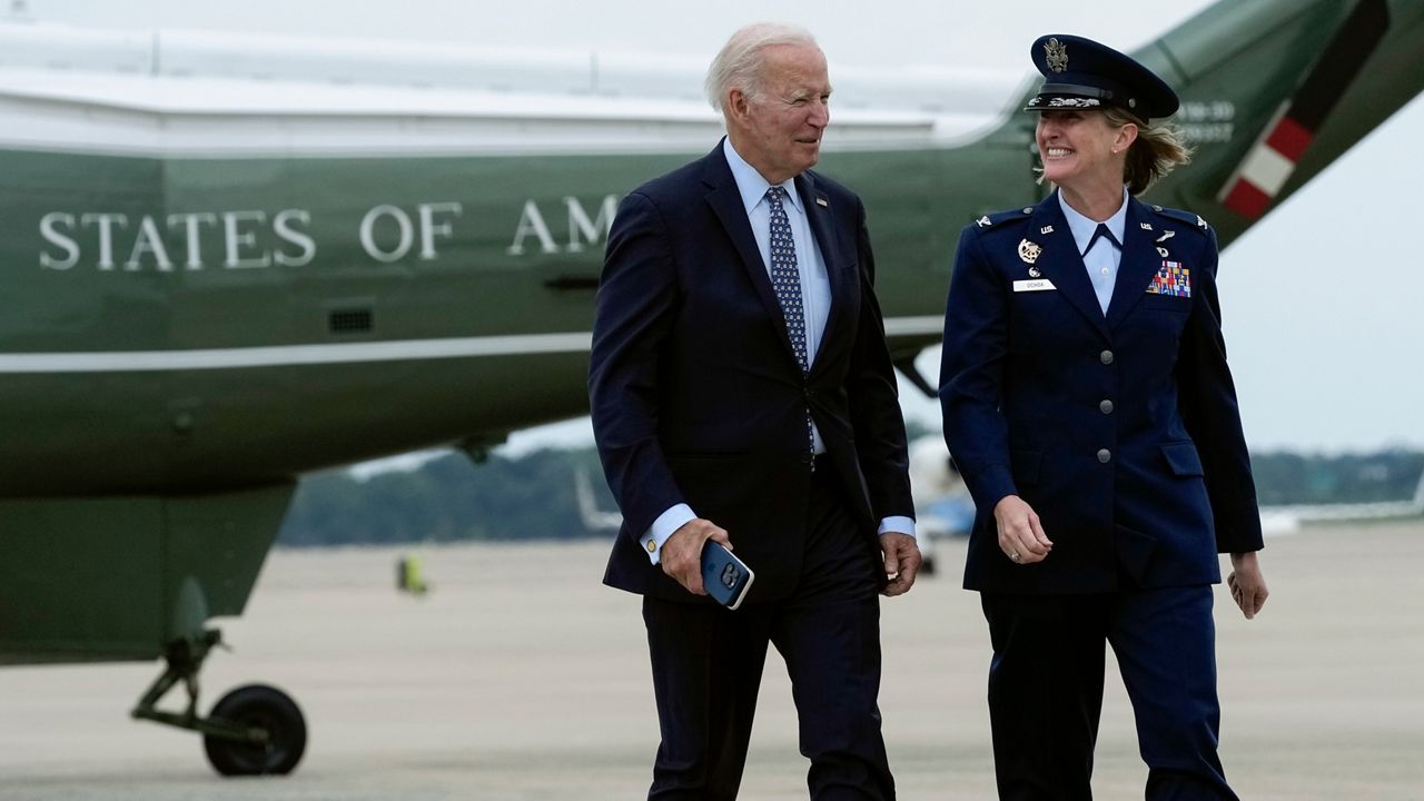 President Joe Biden walks to board Air Force One at Andrews Air Force Base on Sunday, Sept. 17, 2023.
