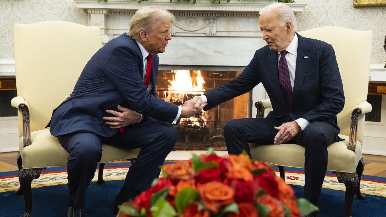 President Joe Biden meets with President-elect Donald Trump in the Oval Office of the White House, Wednesday, Nov. 13, 2024, in Washington. (AP Photo/Evan Vucci)