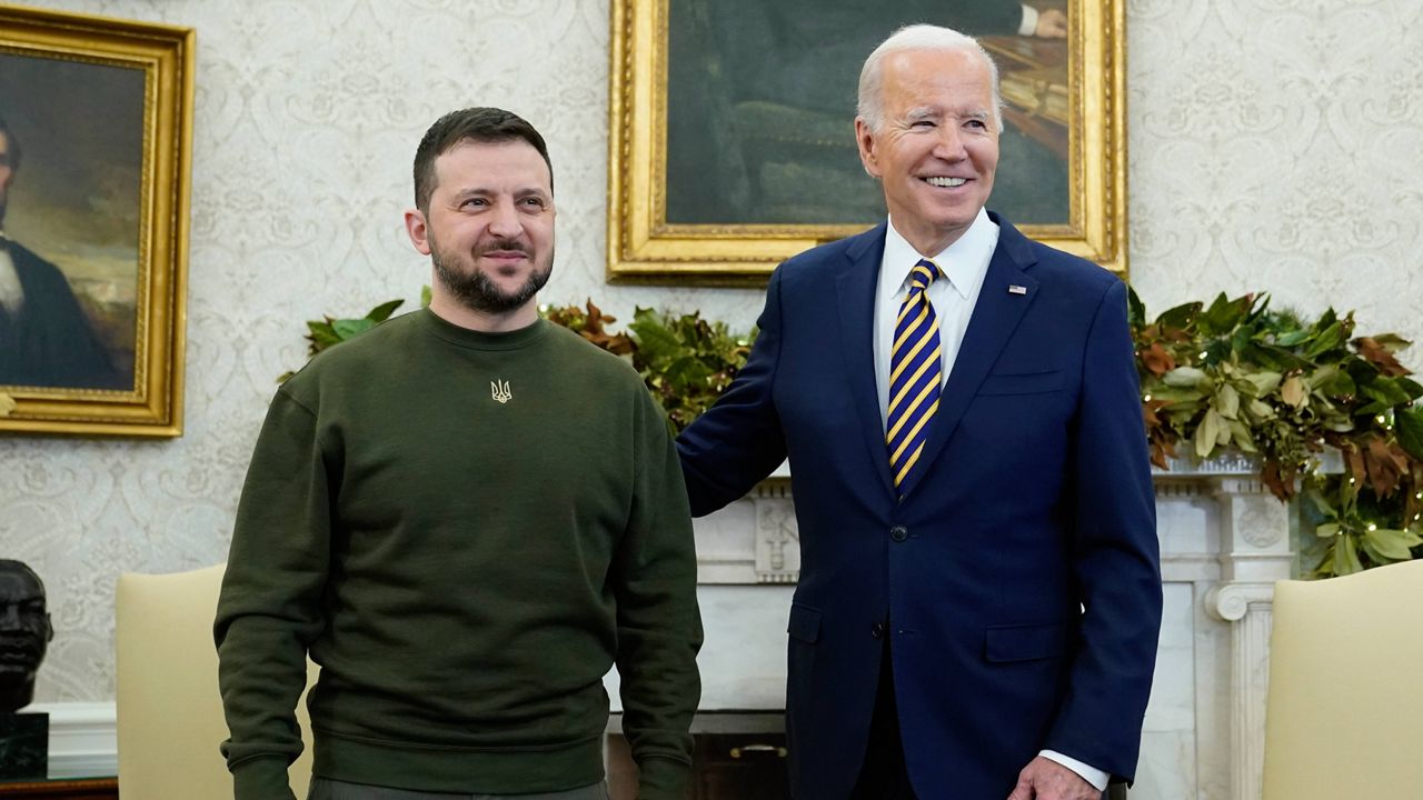 President Joe Biden meets with Ukrainian President Volodymyr Zelenskyy in the Oval Office of the White House, Wednesday, Dec. 21, 2022, in Washington. (AP Photo/Patrick Semansky, File)