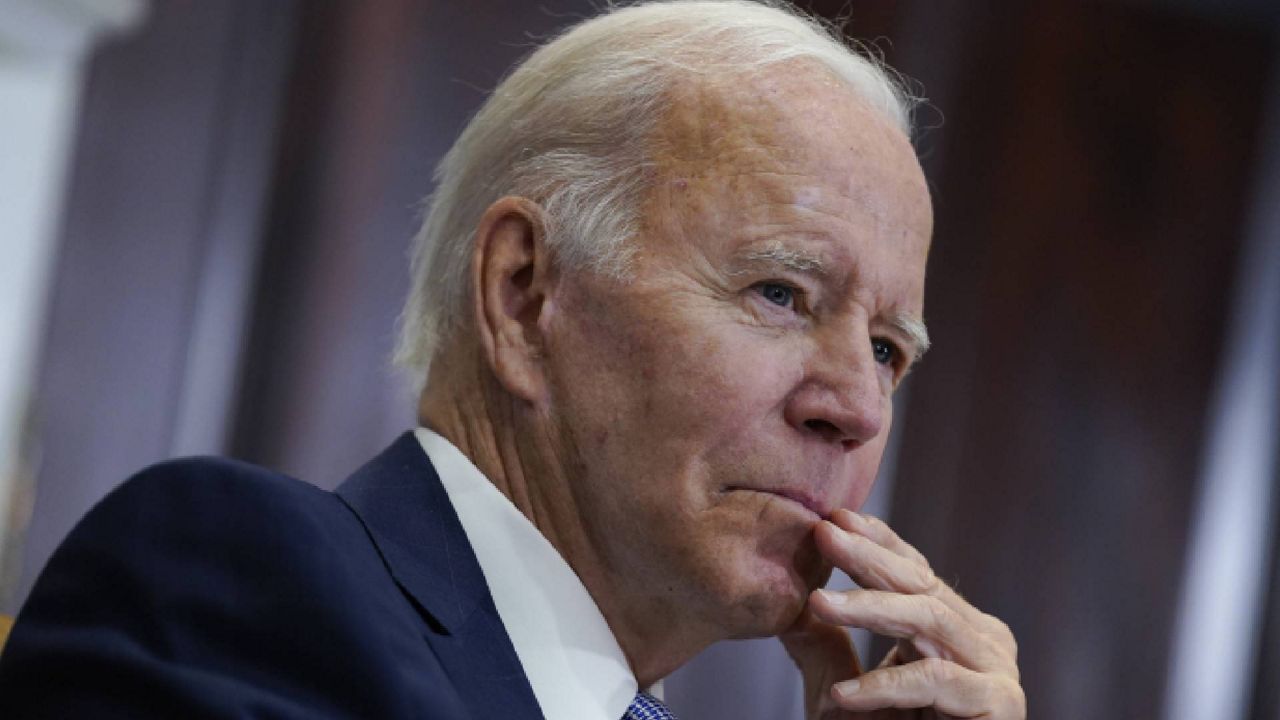 President Joe Biden listens during a meeting with state and local elected officials about reproductive health care, in the Roosevelt Room of the White House, Friday, Aug. 26, 2022, in Washington. (AP Photo/Evan Vucci)