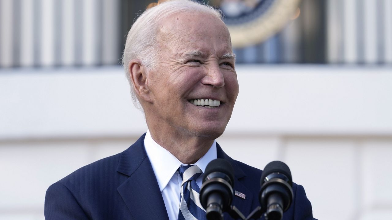 President Joe Biden speaks from the South Lawn of the White House in Washington, Monday, Sept. 9, 2024, during an event to celebrate the Americans with Disabilities Act (ADA) and to mark Disability Pride Month. (AP Photo/Susan Walsh)