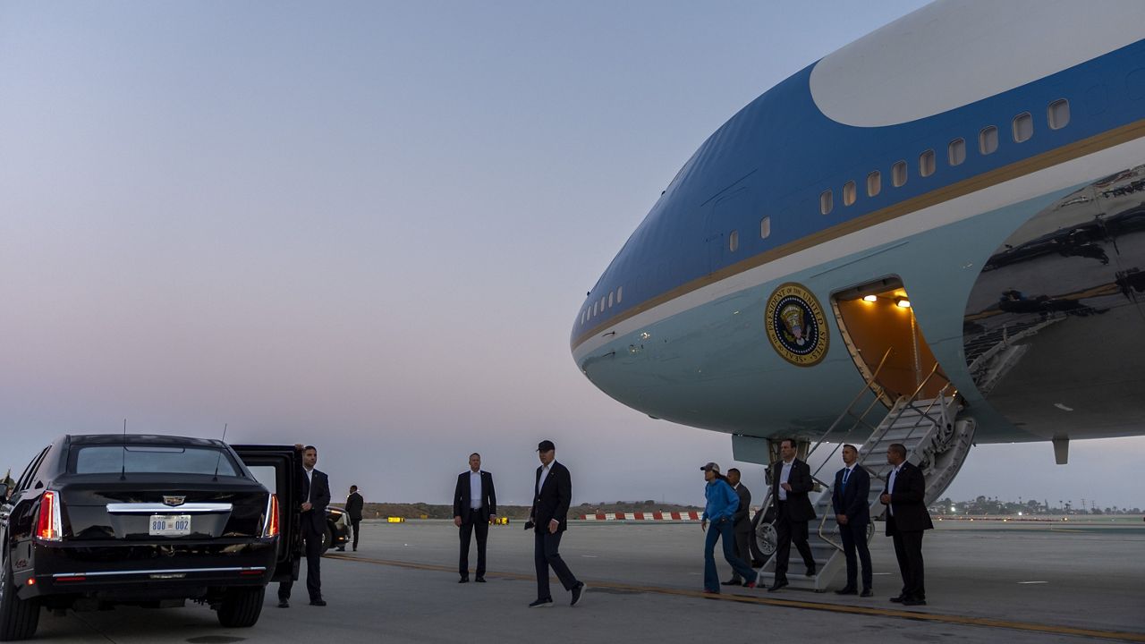 President Joe Biden walks to his limousine as he arrives on Air Force One, Saturday, June 15, 2024, in Los Angeles. Biden will attend a campaign event Saturday night. (AP Photo/Alex Brandon)