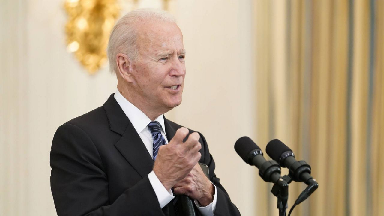 President Joe Biden speaks during an event in the State Dining room of the White House in Washington, Wednesday, June 23, 2021, to discuss his gun crime prevention strategy. (AP Photo/Susan Walsh)