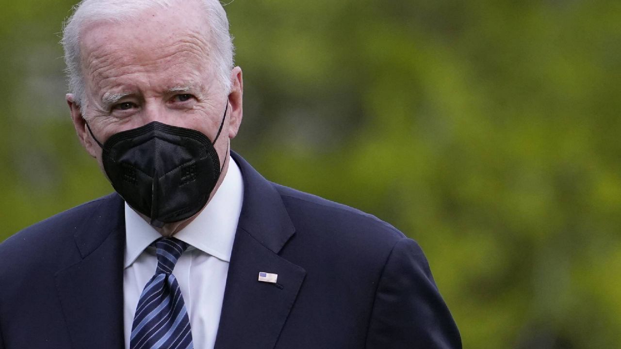 FILE - President Joe Biden walks on the South Lawn of the White House after stepping off Marine One, Sunday, May 1, 2022, in Washington. (AP Photo/Patrick Semansky)