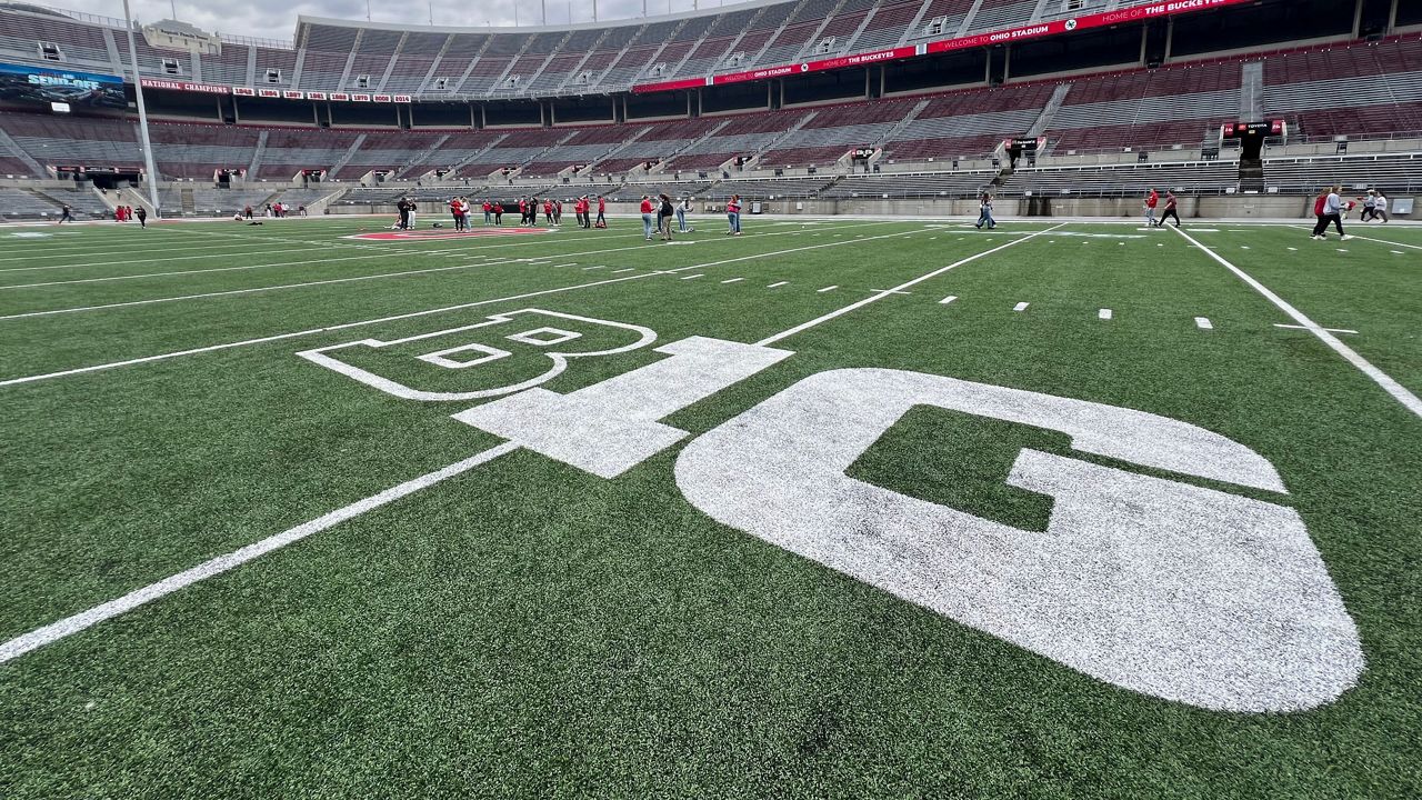 The Big Ten logo at Ohio Stadium in Columbus, Ohio on Tuesday, April 22, 2024. (Specrum News 1/AJ Hymiller)