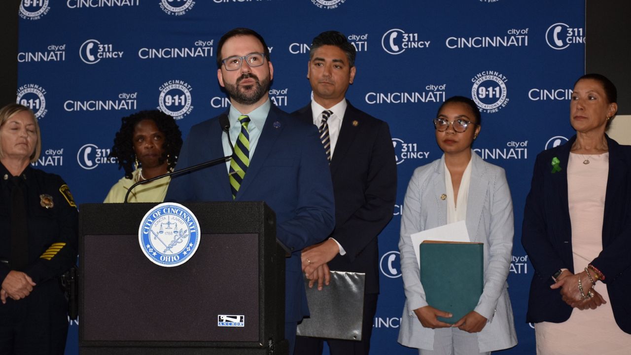 ECC Dir. Bill Vedra speaks at a press conference announcing a new pilot program for 911 calls. (Photo courtesy of City of Cincinnati)