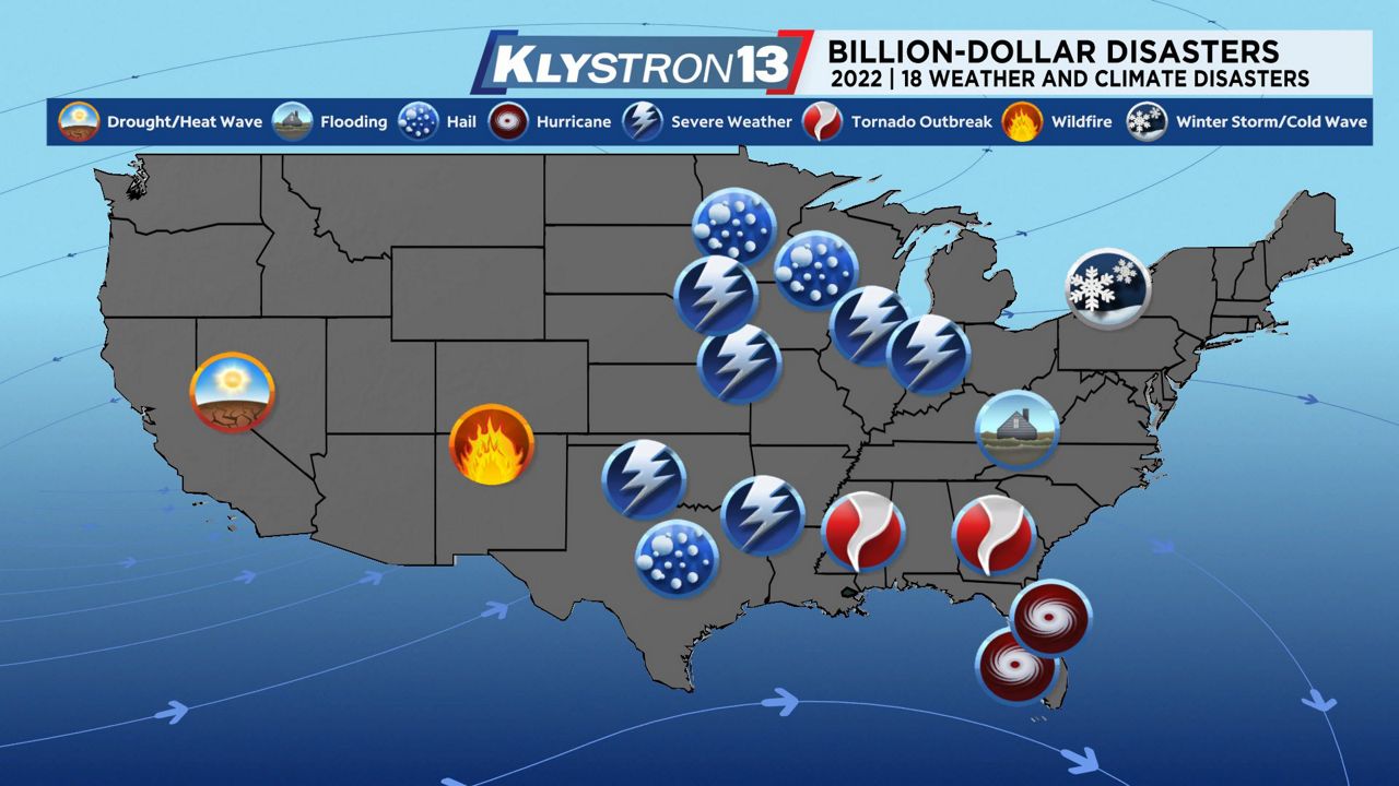 18 billion-dollar weather disasters struck the U.S. in 2022