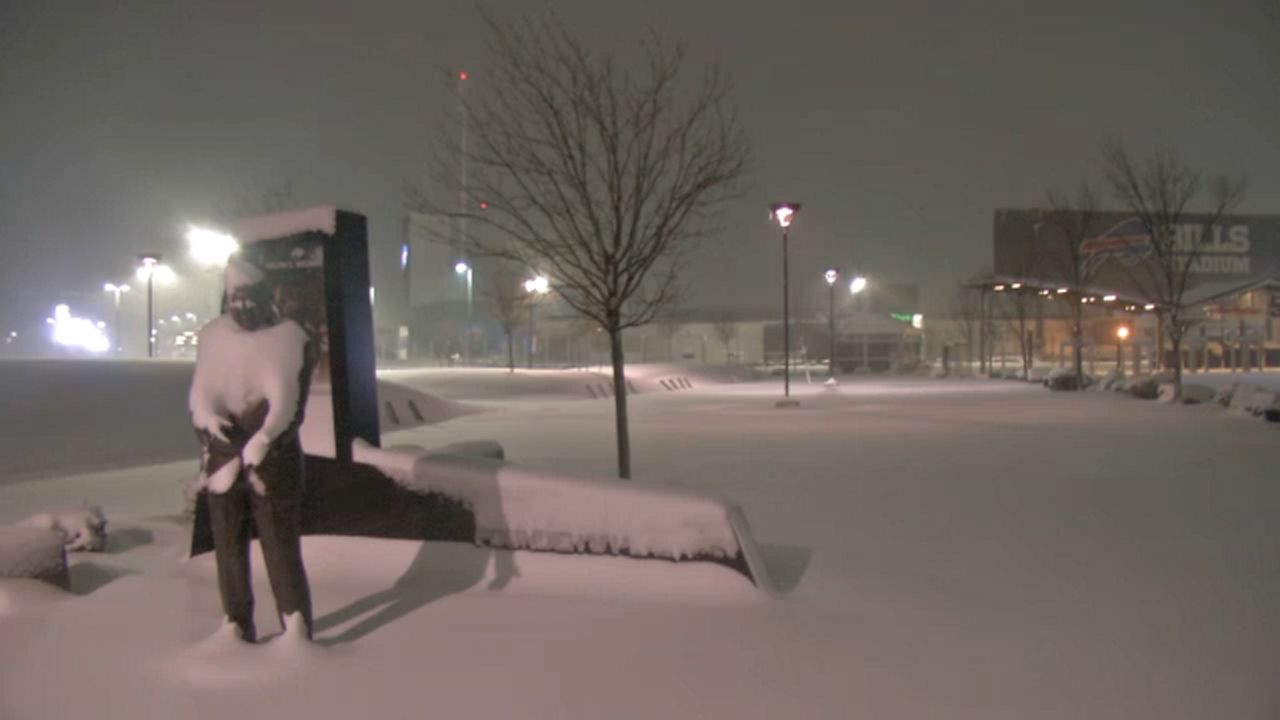 Bills Stadium saw snowfall overnight.