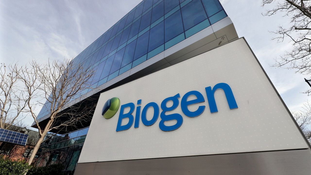 The Biogen Inc., headquarters is shown March 11, 2020, in Cambridge, Mass. (AP Photo/Steven Senne, File)