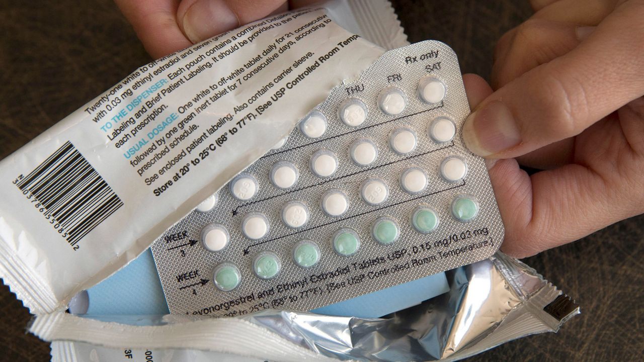 A one-month dosage of hormonal birth control pills is displayed Friday, Aug. 26, 2016, in Sacramento, Calif.  (AP Photo/Rich Pedroncelli)