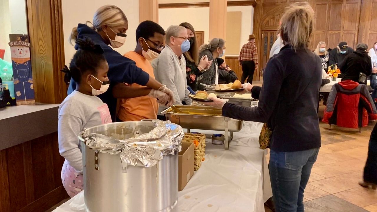 Volunteers served up turkey and the traditional sides.