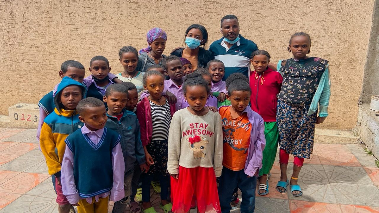 Bitanya Derese, a native of Ethiopia, meets with children Korah, an impoverished part of the city of Addis Ababa. (Photo courtesy of Bitanya Derese)