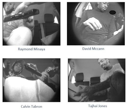 The four men federal prosecutors Wednesday accused of trafficking guns from Virginia to Brooklyn, seen here in surveillance images captured by undercover investigators and included in a sentencing memo filed in federal court. (Photo courtesy of the U.S. Attorney's Office for the Eastern District of New York)