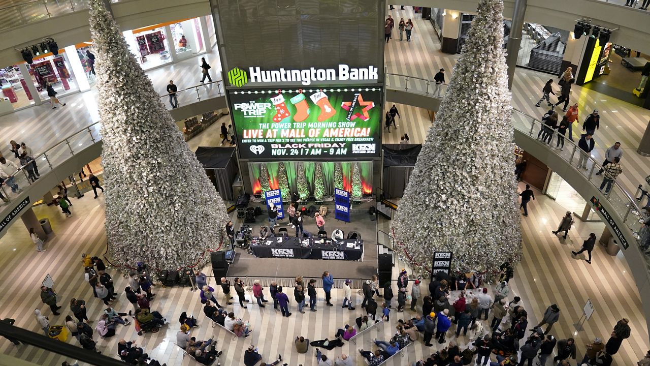 People shop at Mall of America for Black Friday deals, Friday, Nov. 24, 2023, in Bloomington, Minn. (AP Photo/Abbie Parr)