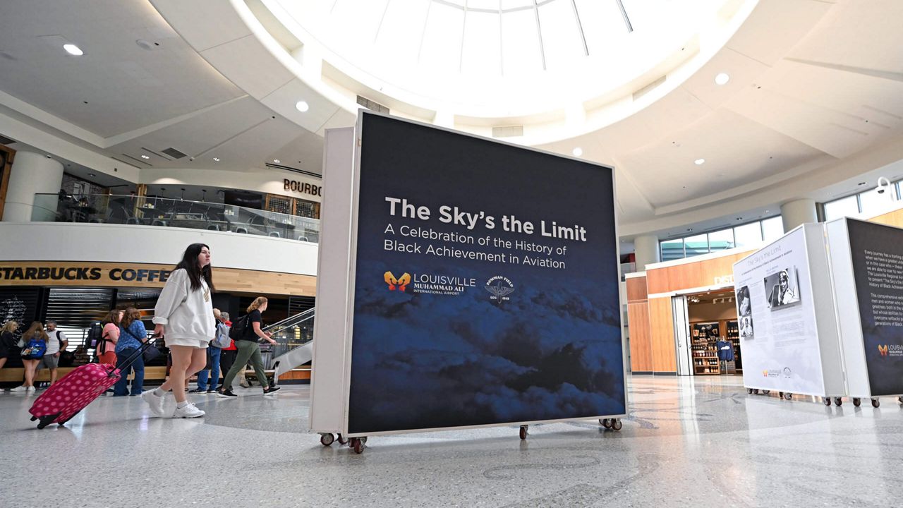 An exhibit highlighting Black achievement in aviation is on display at Louisville's Muhammad Ali International Airport for Black History Month. (PryceWeber Marketing/Dan Dry)