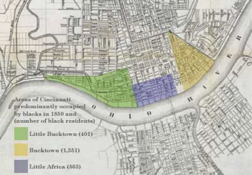 A map of early Black communities settled along Cincinnati's riverfront. (Provided: National Underground Railroad Freedom Center)
