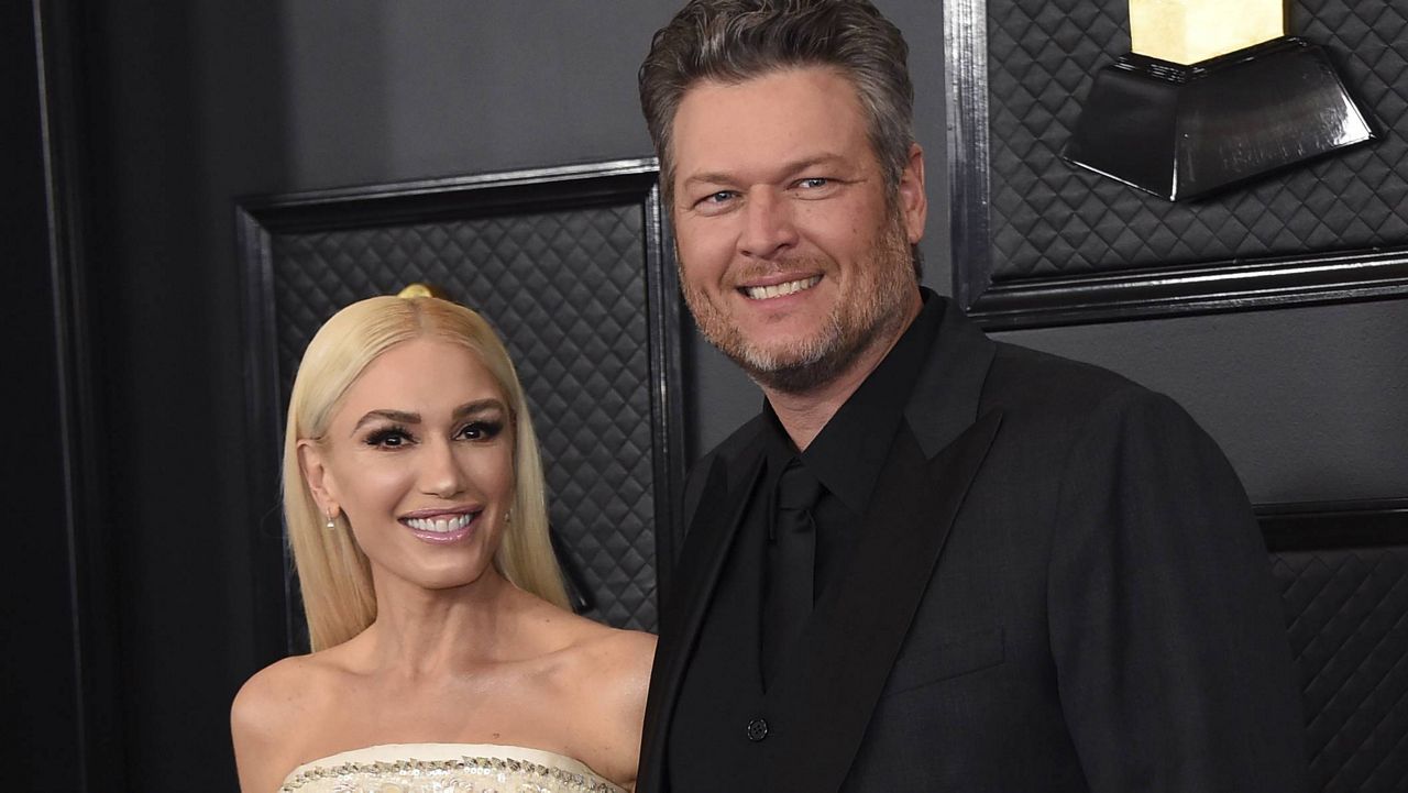 In this Jan. 26, 2020, file photo, Gwen Stefani and Blake Shelton arrive at the 62nd annual Grammy Awards in Los Angeles. (Photo by Jordan Strauss/Invision/AP, File)