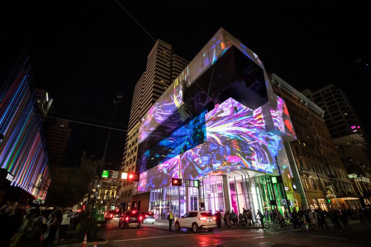 The Contemporary Arts Center is one of the prominent downtown Cincinnati covered in projection mapping during BLINK. (Photo courtesy of BLINK)