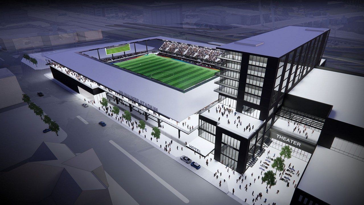 rendering of a pro soccer stadium for Milwaukee