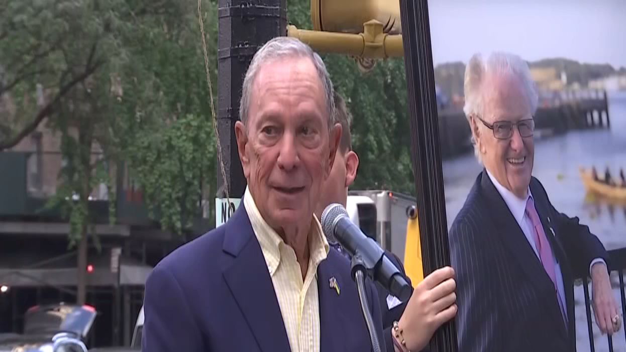 Former Mayor Michael Bloomberg speaks at the renaming of East 57th Street and First Avenue Wednesday evening.