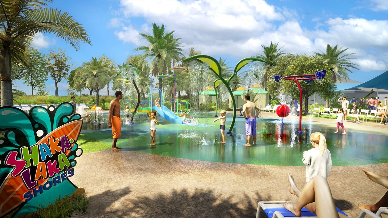 Concept art for Shaka-Laka Shores, a new splash and play zone opening at Adventure Island this spring. (Photo: Busch Gardens)
