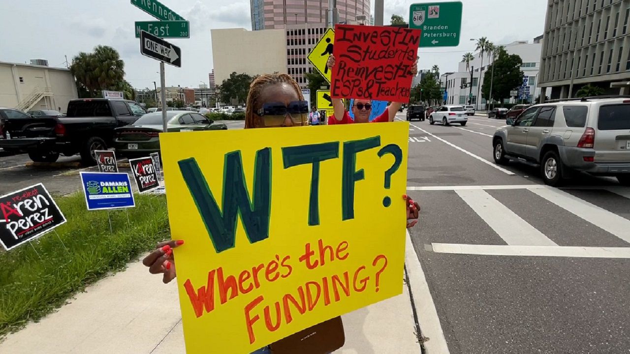 Hillsborough teachers rally outside school board
