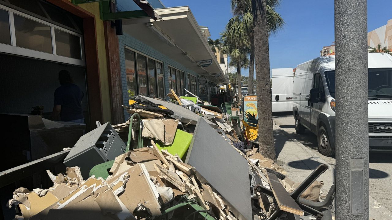 Hurricane Helene's aftermath at Clearwater Beach on Sept. 30, 2024. (Spectrum News/Melissa Eichman)